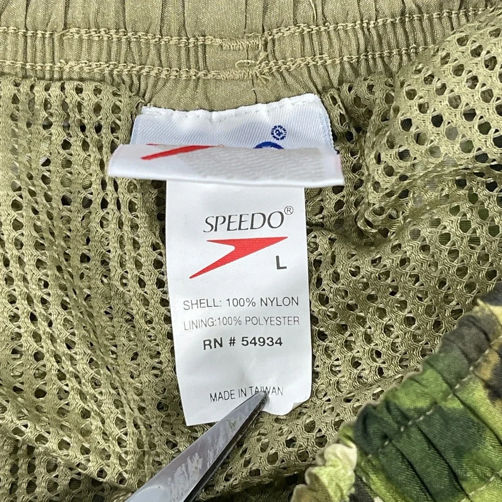 NWT Speedo Mens Large Floral Print Swim Trunks‎ Shorts Elastic Waist